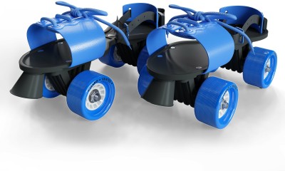Jaspo Rapido Adjustable Roller Skates for Senior Age Group (6-14 Years Unisex) Quad Roller Skates - Size 1-8 UK(Blue)