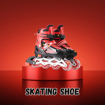 SunShade Inline Skates Adjustable Expands As Your Child Grows-Light Up Front Wheels (RED) In-line Skates - Size Free UK(Red)
