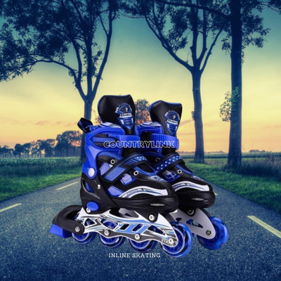 HouseOfCommon Inline Skates with PU Flashing Wheel Aluminum Body with LED Flash Lights In-line Skates - Size 2025-11-08 UK(Blue)