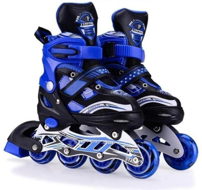 CountryLink IN-Line Skating Adjustable Inline Roller Blades With Led Flash Lights In-line Skates - Size Free  UK(Blue)