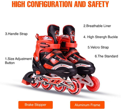 HouseOfCommon kating in-line Shoe Have Different Size and with PU LED Wheel in-line Skates In-line Skates - Size Free  UK(Multicolor)