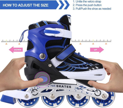 HouseOfCommon Unisex Outdoor Skating Shoes Roller Blades with Led Flash Lights Featuring Wheel In-line Skates - Size Free  UK(Multicolor)