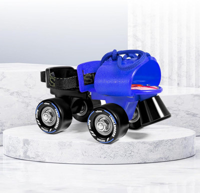 Jaspo Challenger Roller Skates Adjustable 18-21 cm Quad Roller Skates - Size Junior 11-13 UK(Blue)