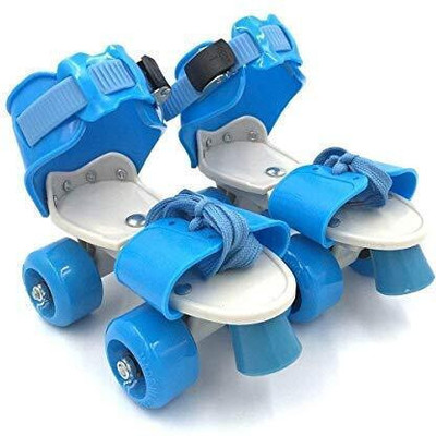HouseOfCommon Roller Skates for Kids Age Group 5-12 Years Adjustable Inline Skating Shoes In-line Skates - Size 4 - 6 UK(Blue)