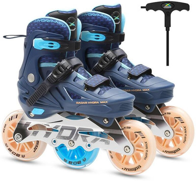 Jaspo Radar Edge 100mm Adjustable Inline Skates, Aluminium Frame, ABEC-7 Bearing In-line Skates - Size UK 3-5 UK(White)