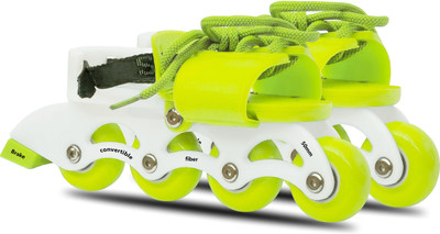 Jaspo Transformer Quad and Inline 2-in1 Roller Skates for Kids (Age Upto 7 Years) Quad Roller Skates - Size 30-32 Euro(Yellow)