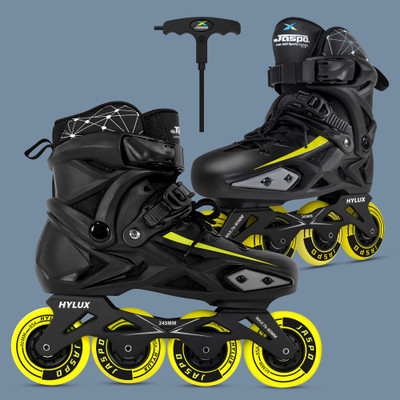 Jaspo Hylux Professional Inline Skates,ABEC-7 Bearings,80mm 85A Wheels,Aluminium Frame In-line Skates - Size UK 7-8.5 UK(Black)