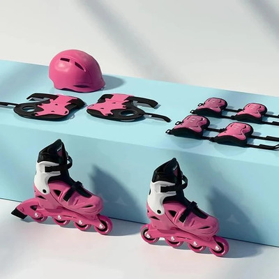 Lifelong Adjustable 3 wheel Inline skates shoes for Boys and Girls Liner Roller Skates In-line Skates - Size 4-7 UK(Pink)