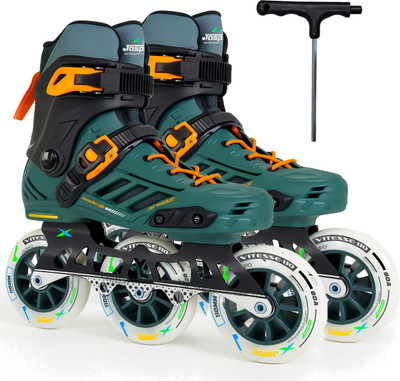 Jaspo Vitesse-110 Inline Shoe Skates 3 Wheels Inline 110mm In-line Skates - Size 7-8.5 UK(Green)