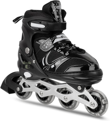 JR CLUB Inline Skates, Adjustable Inline Roller Skates for 7 to 14 Years Unisex In-line Skates - Size Free UK(Black)