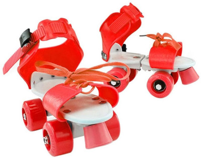 Zurie Toy Collection Roller Skates Double Row Beginner Roller Skates For Kids Quad Roller Skates - Size 4 TO 9 UK(Red)
