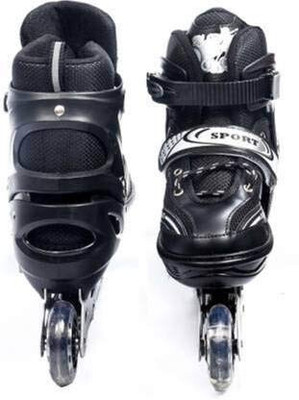 TakshEnterprise Skating Shoes Inline Skates w/ Light Up Wheels LED Flashing Roller Skat5es In-line Skates - Size 38-41 UK(Black)