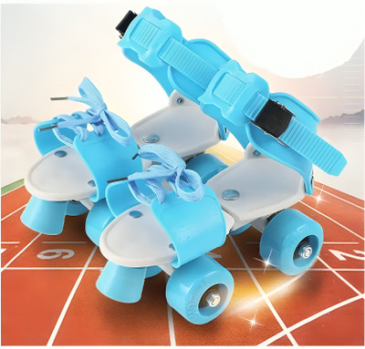 CrazyBuy Roller Skates Blue for Kids Age Group 6-12 Years Adjustable Skates Quad Roller Skates - Size 6 years to 12 years UK(Blue)
