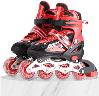 ShopiMoz Inline Outdoor Skating Shoes Roller Blades with Featuring Wheels for Skating In-line Skates - Size 6-9 UK(Red)