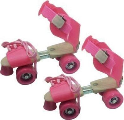 Dheer Collections Pink Adjustable Roller Skates Shoe with Super Rubber Wheel Roller Skates -Roller SkatesRoller Unisex Roller 4 Wheel Adjustable Skates Skating Shoes (6-14 Years,tings For Kids/Childrens With Front Breaks In-line Skates Roller Skates Quad Roller Skates - Size 4-9 UK(Pink)
