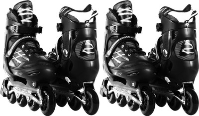 HHS SPORTS 3 in 1 Convertible, Adjustable Inline Skates Roller Inline Skates (Black) In-line Skates - Size 7-9 UK(Black)