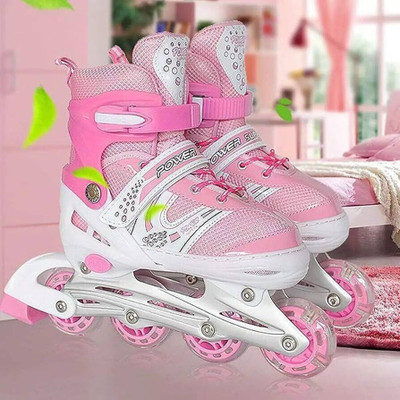 Helistr Outdoor Skating Shoe 4Wheels Roller Skates Skating Shoe Skates fore Girls kids In-line Skates - Size 8-11 UK(Black)