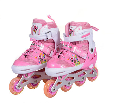IRIS Kids 3 in 1 Convertible, Adjustable Inline Roller Skates for Beginners, Intermediates and Professionals In-line Skates - Size 3-6 UK(Pink)