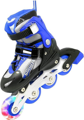 HepinEnterprise 4 Wheels Adjustable Inline Skates for Boys Girls Kids Age 6-15 - Skating Shoes In-line Skates - Size 6-11 UK(Blue)