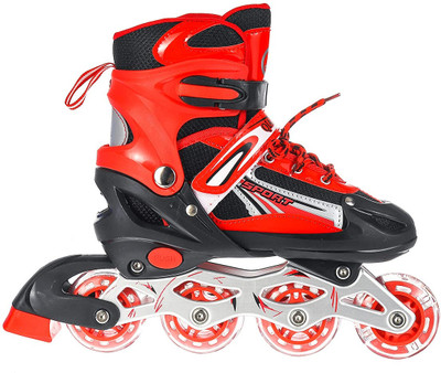 TOPHAVEN Comfertable Skate for Outdoor Fun with Roller Skates for 5-16 Yrs Boys and Girls In-line Skates - Size 6-9 UK(Red)