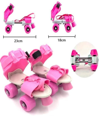 CrazyBuy NEW-Pink Skate Quad Roller Skates - Size 6-8 UK(Pink)