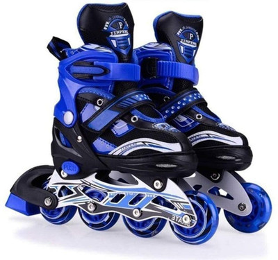 INTICKCRAFT Inline Skates, Adjustable Inline Roller Skates In-line Skates - Size 6&7 UK(Blue)