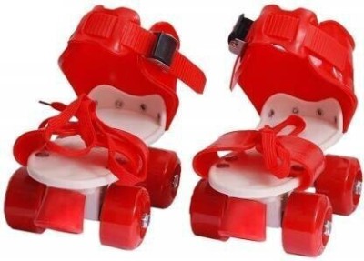 CrazyBuy Adjustable Roller Skates 4 Wheel Skating Shoes for Kids Quad Roller Skates - Size 16-22 UK(Red)