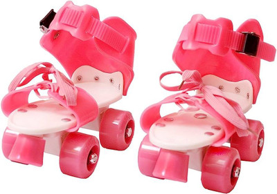 TIMA Dura Baby Skates for Kids Boys Girls, Adjustable Skating | Age 5 to 12 Years Quad Roller Skates - Size 3-6 UK(Pink)