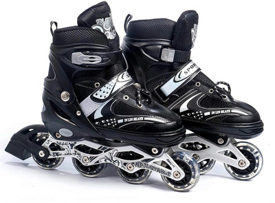 JR CLUB Skating Shoes Premium With Light In-line Skates In-line Skates Size 6-9 UK Black In-line Skates - Size 6-9 UK(Black)