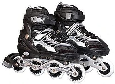 JR CLUB Adjustable Inline Roller Skates for Boys Kids&Girls In-line Skates - Size 10 UK(Black)
