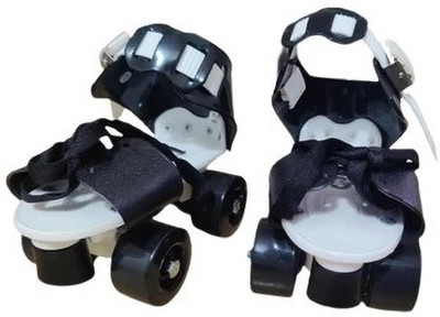 CrazyBuy Adjustable Roller Skates 4 Wheel Skating Shoes for Kids Age Group 5-12 Years Quad Roller Skates - Size  18 CM -23 CM UK(Black)