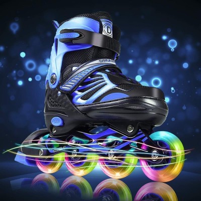 THESHOPY Running Shoe Inline Skates Skatings Shoes For kids Skatings In-line Skates - Size  Adjustable All Pure PU Wheels It Has Aluminum-Alloy Which is Strong Wheels UK(Blue)