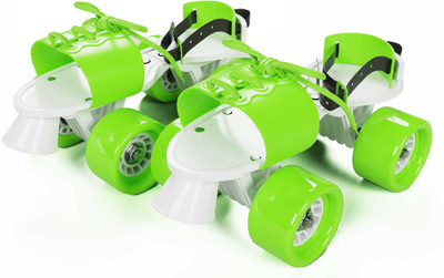 Jaspo Rapido Adjustable Roller Skates for Junior Age Group (3-5 Years Unisex) Quad Roller Skates - Size 11-13 UK(Green)