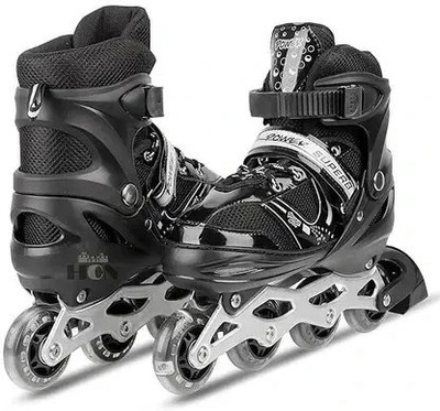 JR CLUB High quality in-line have different size with PU LED wheel Shoe Skates - Size 6-9 UK(Black)
