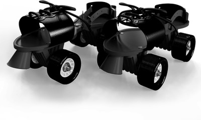 Jaspo Rapido Adjustable Roller Skates for Senior Age Group (6-14 Years Unisex) Quad Roller Skates - Size 1-8 UK(Black)