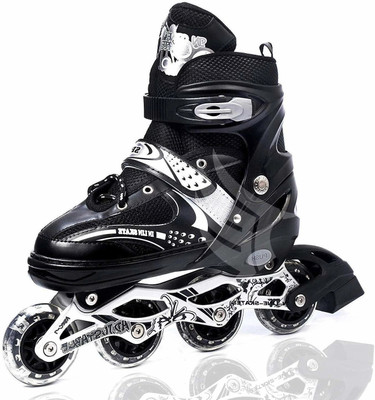 Lakshita SPORT Adjustable Inline Skates Roller Blades for Girls and Boys In-line Skates - Size 37-42 UK (BLACK) In-line Skates - Size 6-9 UK(Black)