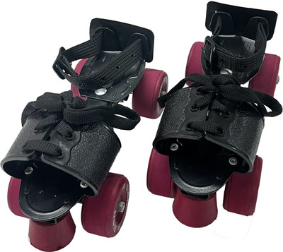 BIONFIT Skating shoes for Boys & Girls, Skates with Toe Safety Brake, Age 6-14 Years Quad Roller Skates - Size 33.5 - 42.5 Euro(Red)