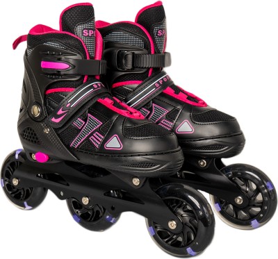 IRIS 2 in 1 Convertible, Adjustable 100 mm 3 Wheel Inline Skates In-line Skates - Size medium UK(Pink)