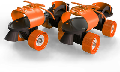 Jaspo Rapido Adjustable Roller Skates for Senior Age Group (6-14 Years Unisex) Quad Roller Skates - Size 1-8 UK(Orange)