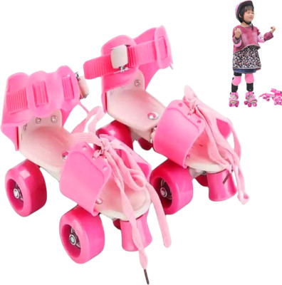KAVANA New Roller Skating Skate Shoes For Unisex/Kids With Ajustable In-line Skates 2 Quad Roller Skates - Size 4--12 UK(Pink)