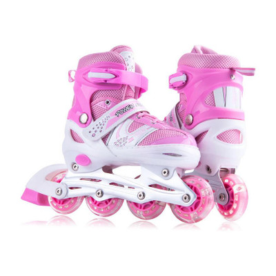 KOJERAFASHION Skates with PU Flashing Wheel Aluminum Body in-Line Skates Shoe Adults Size  6 UK - 9 UK(Adjustable, Advanced, Pink)