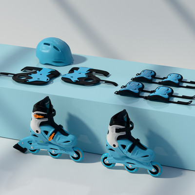 Lifelong Adjustable 3 wheel Inline skates shoes for Boys and Girls Liner Roller Skates In-line Skates - Size 9C-12C UK(Blue)