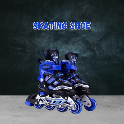 calxiya New Inline Skates, Adjustable Inline Roller Skates For Boys Kids &Girls In-line Skates - Size Free  UK(Blue)