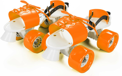 Jaspo Rapido Adjustable Roller Skates for Junior Age Group (3-5 Years Unisex) Quad Roller Skates - Size 11-13 UK(Orange)