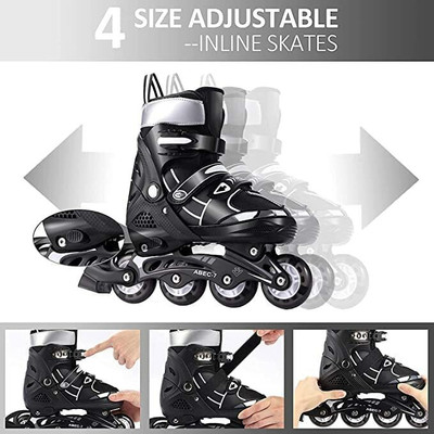 sevriza Skates with PU Flashing Wheel Aluminum Body in-Line Skates003 In-line Skates - Size Medium UK(Blue)