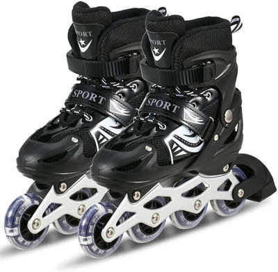 JR CLUB sport sketing In-line Skates - Size Medium UK(Black)