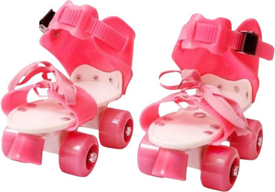 RUMQOL Adjustable Roller Skates (Pink) Quad Roller Skates - Size 1 - 6 UK(Pink)