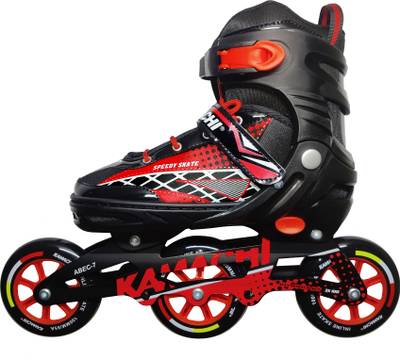 KAMACHI K-100 Adjustable Aluminium Alloy 100MM PU 3 wheels, ABEC-7 Bearings In-line Skates - Size 6-10 UK
