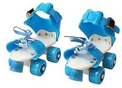 SPEEDYZONE Roller Skates for Kids Age Group 5-12 Years Adjustable Inline Skating Shoes Quad Roller Skates - Size 4-6 UK(Blue)