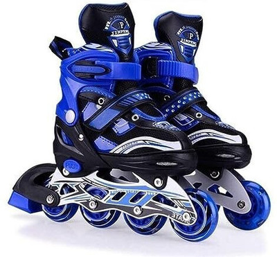 JR CLUB RukhadToys Inline Skates with Front LED Flash Light up Wheels Size7-9UK In-line Skates - Size 7-9 UK(Blue)